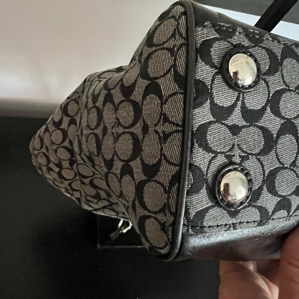 Coach Legacy Signature Striped Candace Carryall Black and Gray Bag - Picture 9 of 14